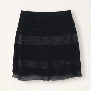 BCBGeneration Black Tiered Sequin Mini Skirt Size 4 | Party Night Out